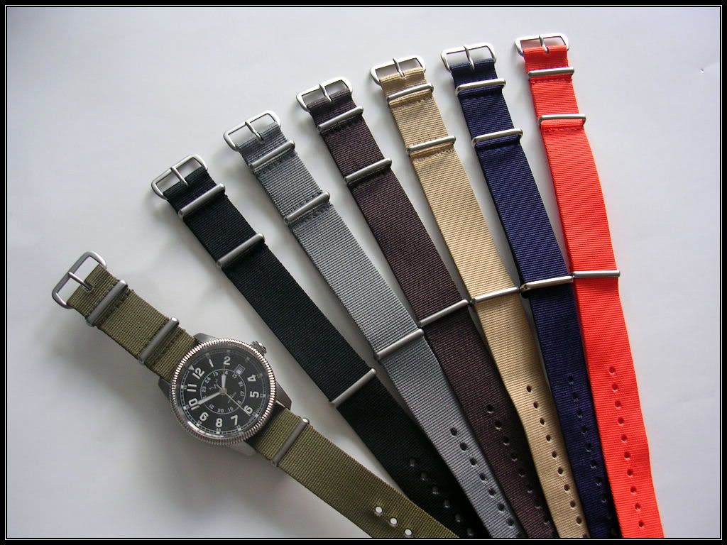 19mm NATO G10® military nylon watch band strap Black Grey OD Green Blue